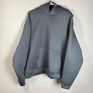 NWT BooHooMAN Men’s Oversized Boxy Bonded Scuba Hoodie Slate Gray Size Large